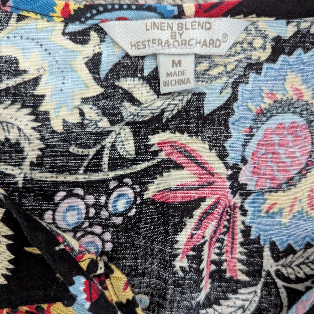 NWOT Hester & Orchard Linen Blend 3/4 Sleeve Floral Blouse, Medium - Picture 4 of 4